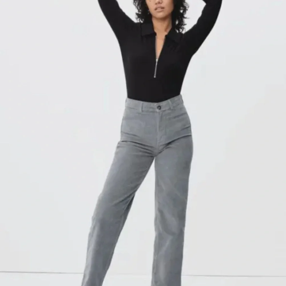 Everlane Grey The Corduroy Cropped Wide-Leg Pant Size 12 - Picture 2 of 7
